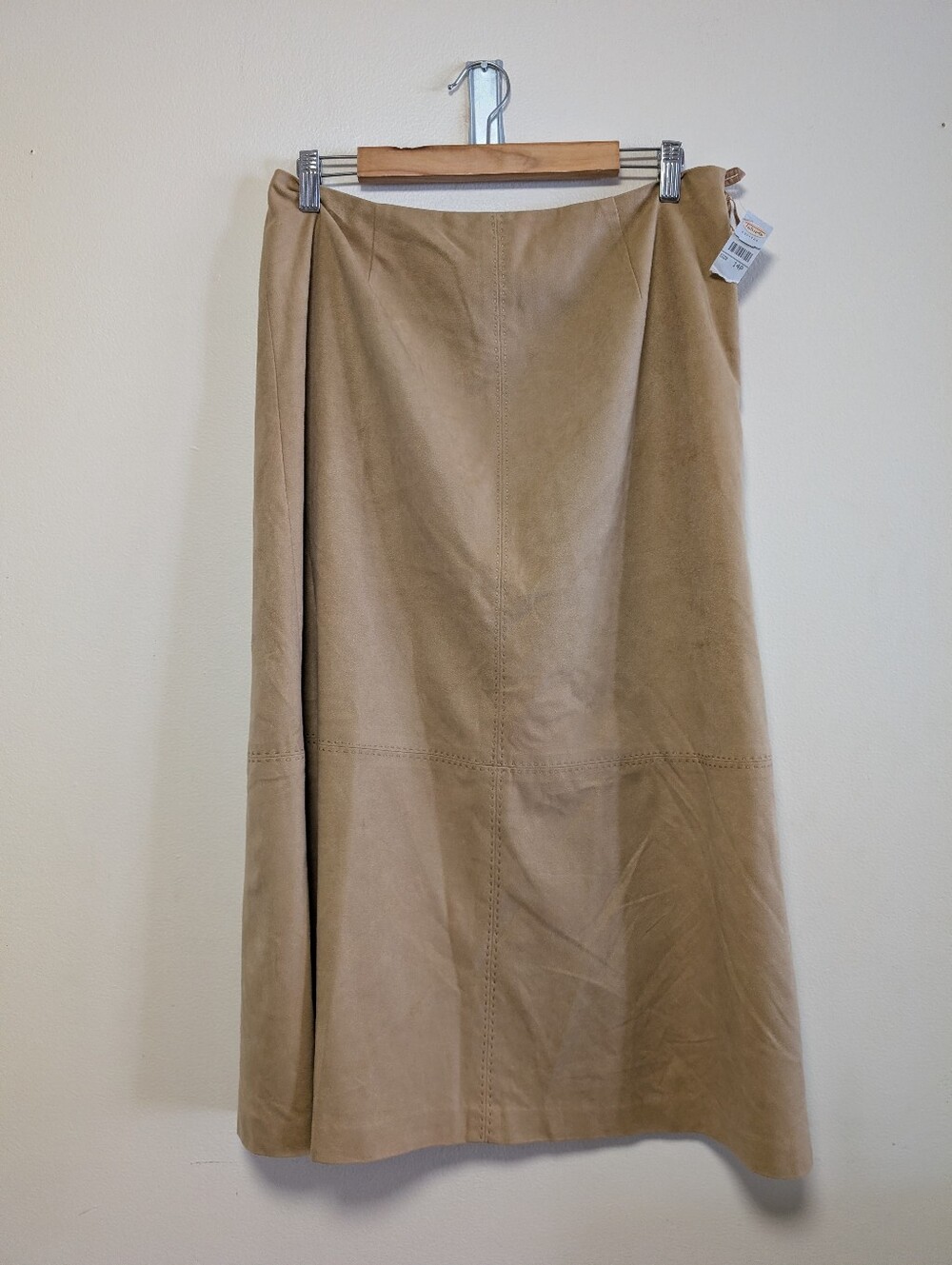 Talbots Petites Faux Suede A-Line Midi Skirt Size 14 Tan Deadstock NWT